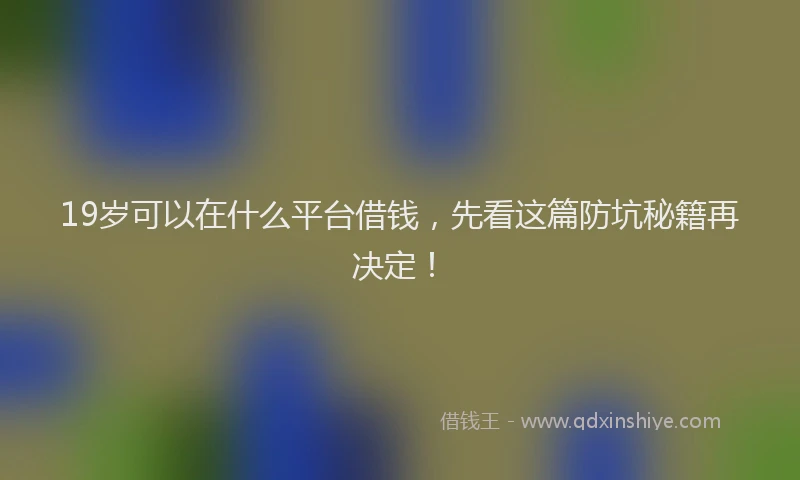 19岁可以在什么平台借钱，先看这篇防坑秘籍再决定！