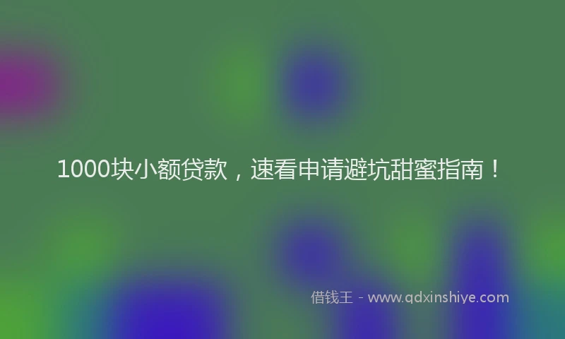1000块小额贷款，速看申请避坑甜蜜指南！