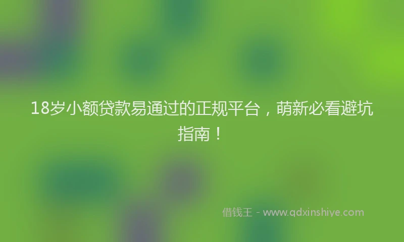 18岁小额贷款易通过的正规平台，萌新必看避坑指南！