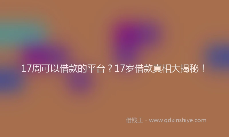 17周可以借款的平台？17岁借款真相大揭秘！