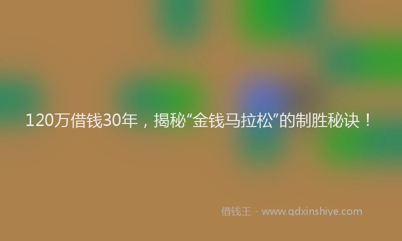 120万借钱30年，揭秘“金钱马拉松”的制胜秘诀！