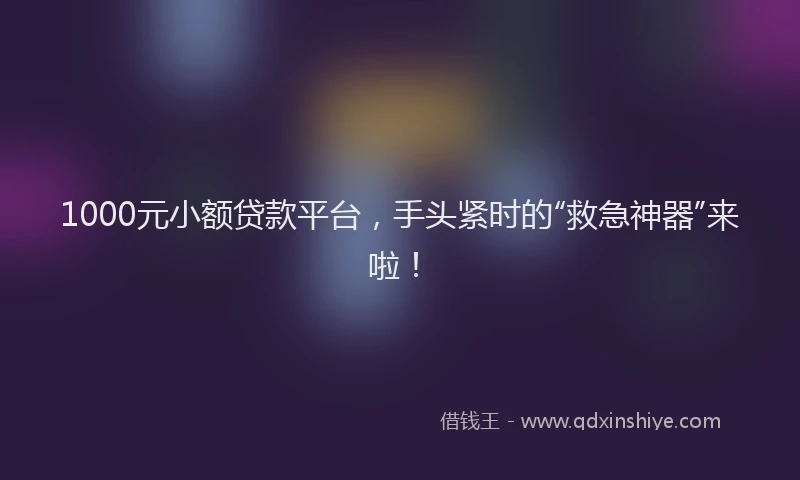1000元小额贷款平台，手头紧时的“救急神器”来啦！