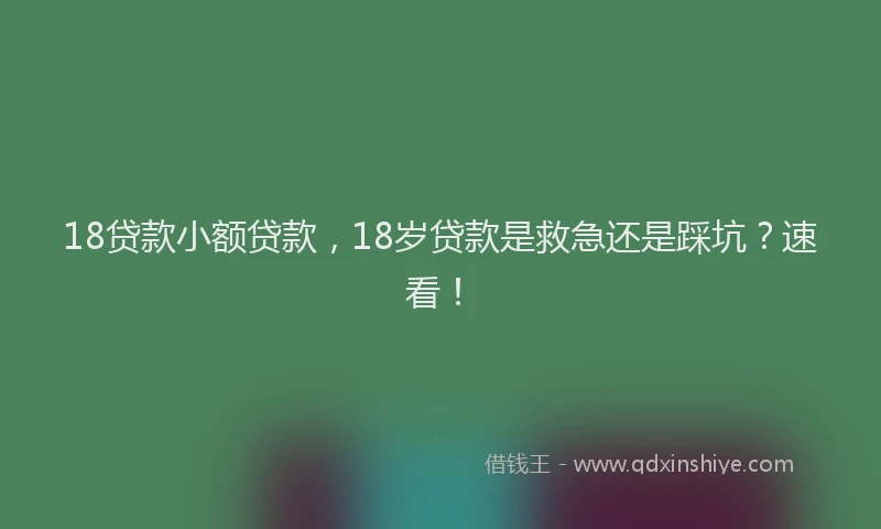 18贷款小额贷款，18岁贷款是救急还是踩坑？速看！