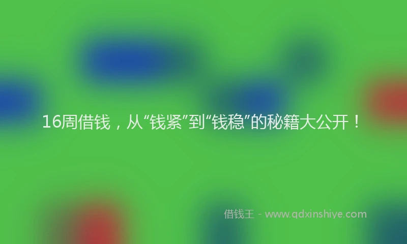 16周借钱，从“钱紧”到“钱稳”的秘籍大公开！