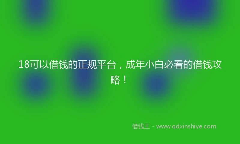 18可以借钱的正规平台，成年小白必看的借钱攻略！