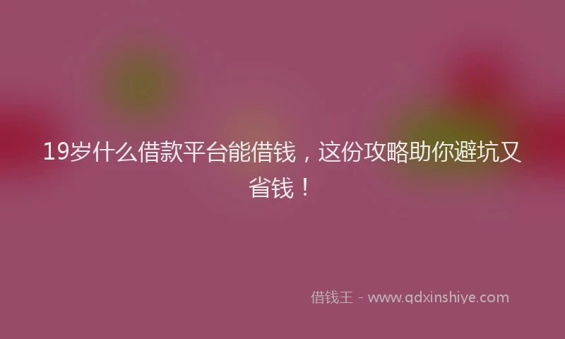 19岁什么借款平台能借钱，这份攻略助你避坑又省钱！