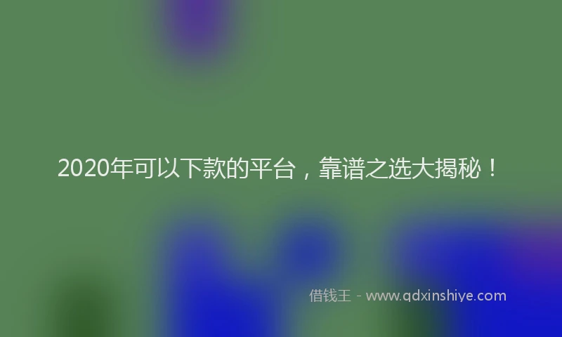 2020年可以下款的平台，靠谱之选大揭秘！