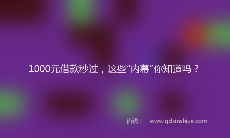 1000元借款秒过,这些“内幕”你知道吗?