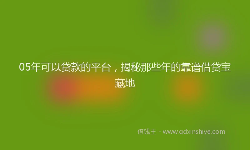 05年可以贷款的平台，揭秘那些年的靠谱借贷宝藏地