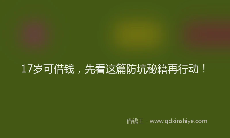 17岁可借钱，先看这篇防坑秘籍再行动！