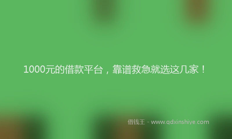 1000元的借款平台，靠谱救急就选这几家！