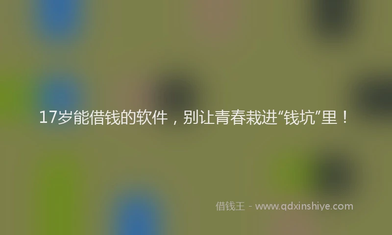 17岁能借钱的软件，别让青春栽进“钱坑”里！