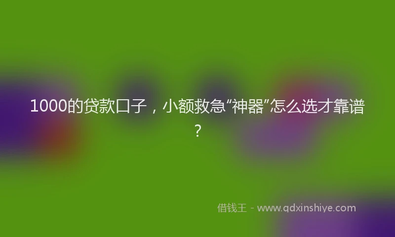 1000的贷款口子，小额救急“神器”怎么选才靠谱？