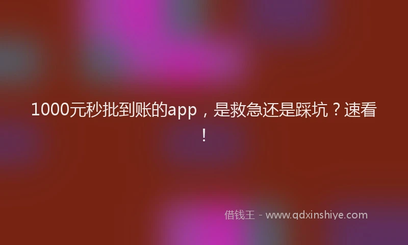 1000元秒批到账的app，是救急还是踩坑？速看！