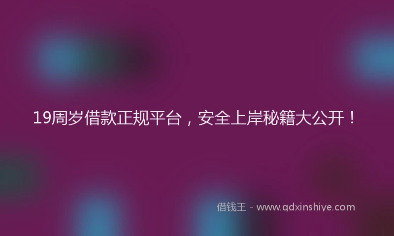 19周岁借款正规平台，安全上岸秘籍大公开！