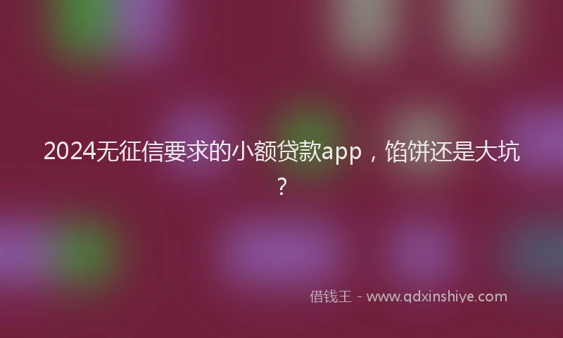 2024无征信要求的小额贷款app，馅饼还是大坑？