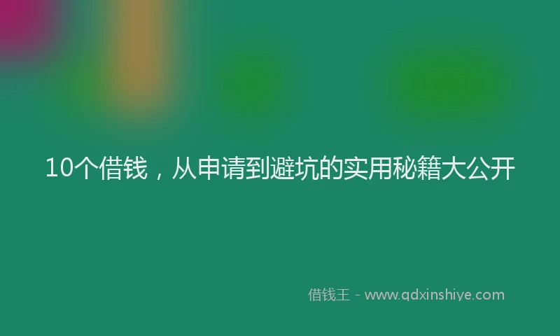 10个借钱，从申请到避坑的实用秘籍大公开