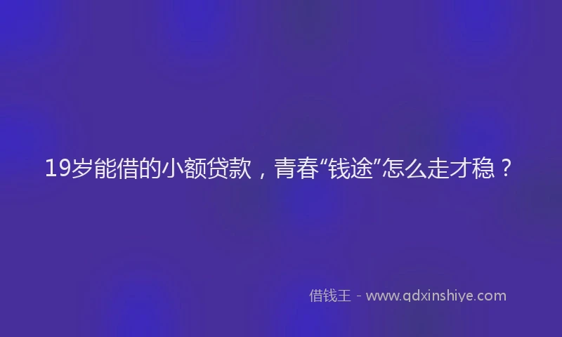 19岁能借的小额贷款，青春“钱途”怎么走才稳？