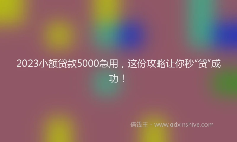 2023小额贷款5000急用，这份攻略让你秒“贷”成功！