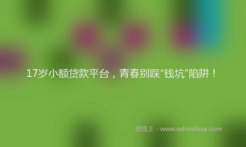 17岁小额贷款平台，青春别踩“钱坑”陷阱！