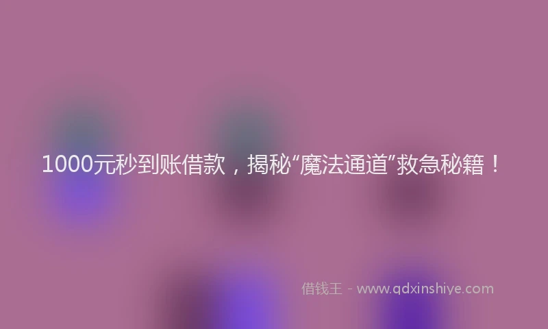 1000元秒到账借款，揭秘“魔法通道”救急秘籍！