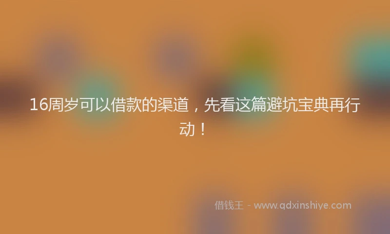 16周岁可以借款的渠道，先看这篇避坑宝典再行动！