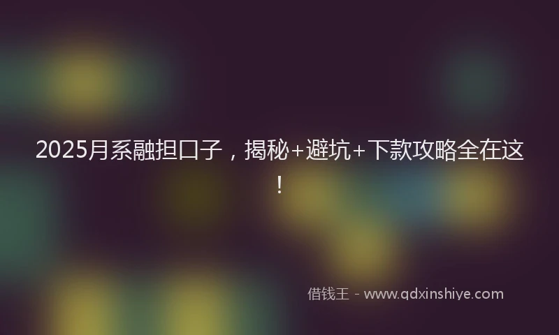 2025月系融担口子，揭秘+避坑+下款攻略全在这！