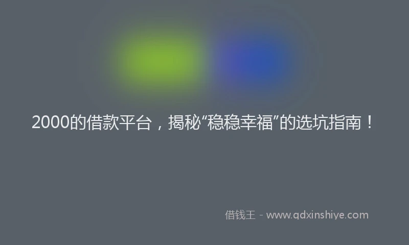 2000的借款平台，揭秘“稳稳幸福”的选坑指南！