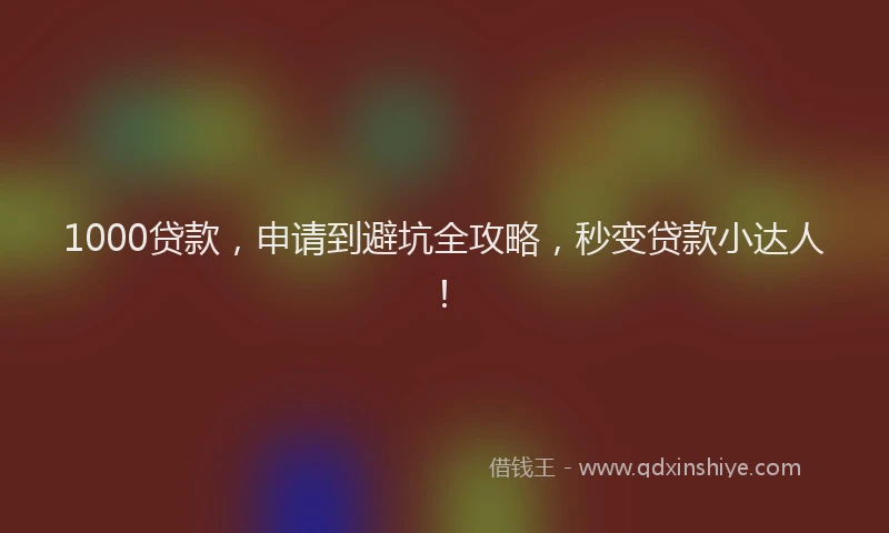 1000贷款，申请到避坑全攻略，秒变贷款小达人！