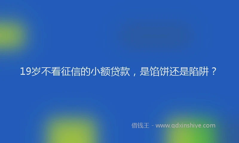 19岁不看征信的小额贷款，是馅饼还是陷阱？