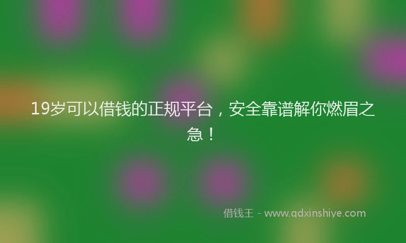 19岁可以借钱的正规平台，安全靠谱解你燃眉之急！