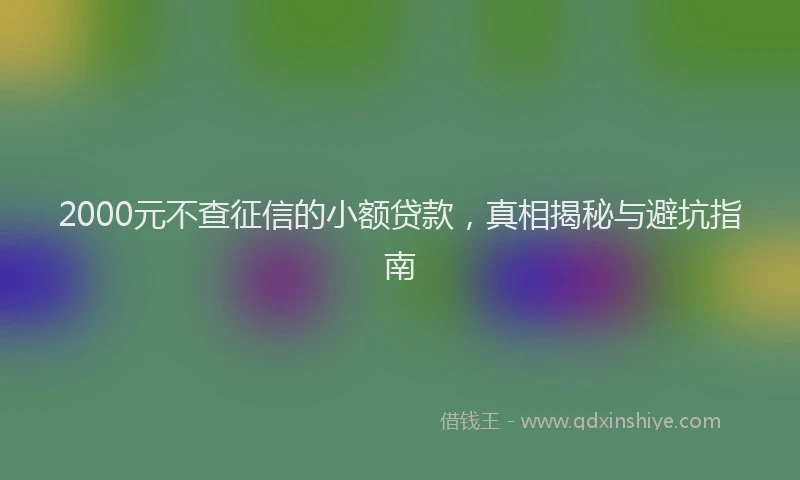 2000元不查征信的小额贷款，真相揭秘与避坑指南