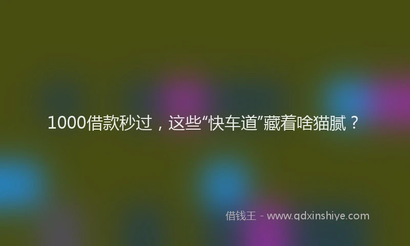 1000借款秒过，这些“快车道”藏着啥猫腻？