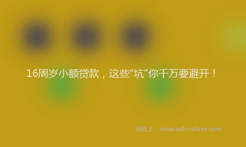 16周岁小额贷款，这些“坑”你千万要避开！