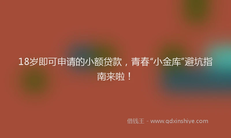 18岁即可申请的小额贷款，青春“小金库”避坑指南来啦！