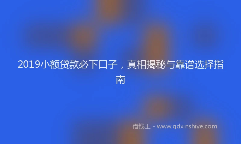 2019小额贷款必下口子，真相揭秘与靠谱选择指南