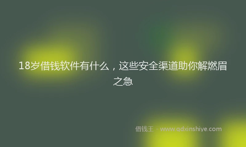 18岁借钱软件有什么，这些安全渠道助你解燃眉之急
