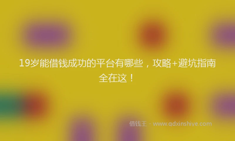 19岁能借钱成功的平台有哪些，攻略+避坑指南全在这！