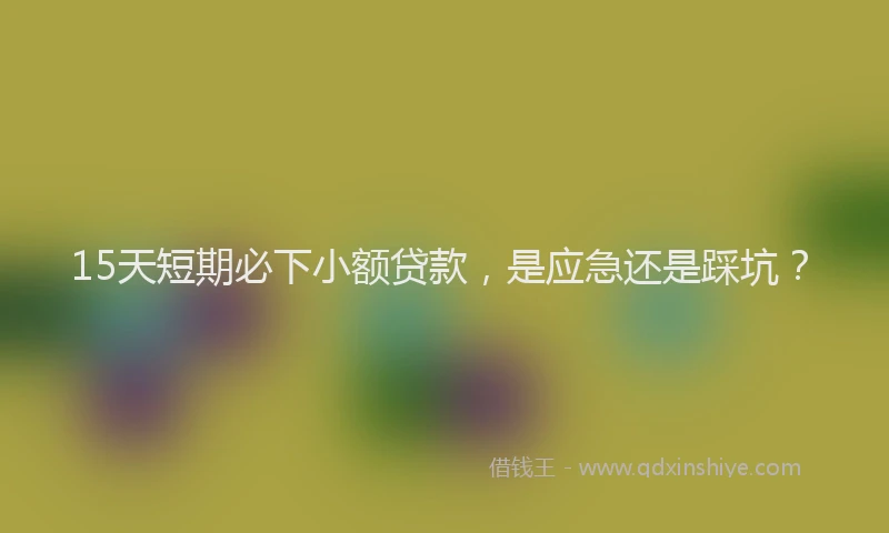 15天短期必下小额贷款，是应急还是踩坑？