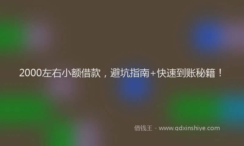 2000左右小额借款，避坑指南+快速到账秘籍！
