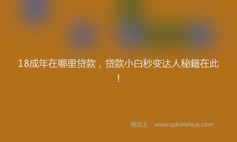 18成年在哪里贷款，贷款小白秒变达人秘籍在此！
