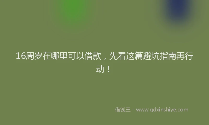 16周岁在哪里可以借款，先看这篇避坑指南再行动！