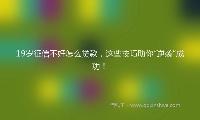 19岁征信不好怎么贷款，这些技巧助你“逆袭”成功！