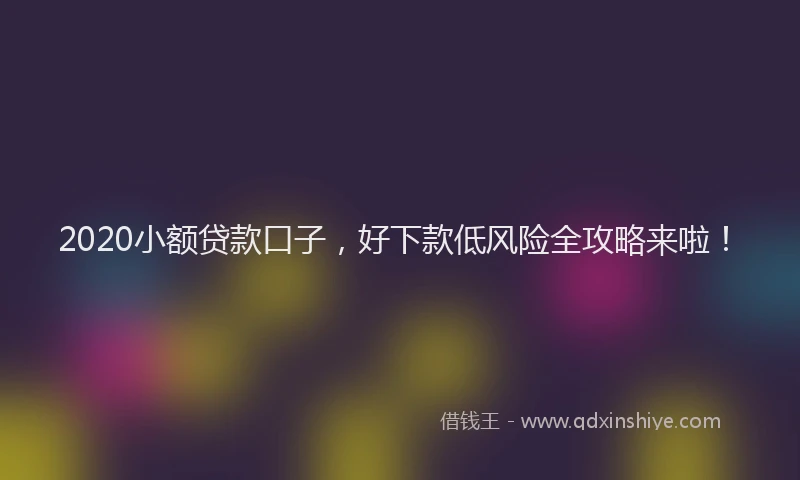 2020小额贷款口子，好下款低风险全攻略来啦！