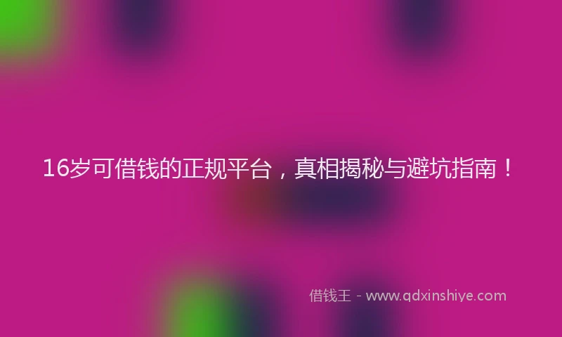 16岁可借钱的正规平台，真相揭秘与避坑指南！