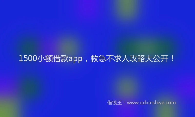 1500小额借款app，救急不求人攻略大公开！