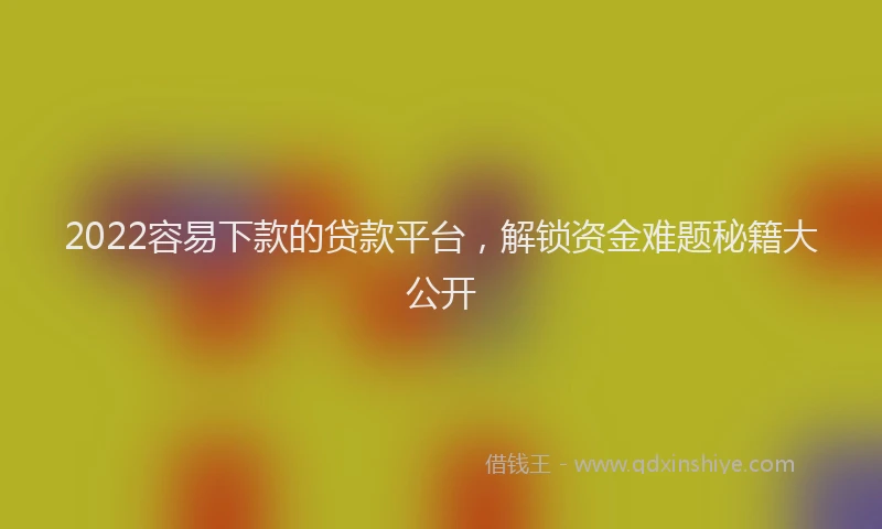 2022容易下款的贷款平台，解锁资金难题秘籍大公开
