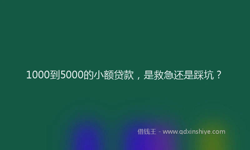 1000到5000的小额贷款，是救急还是踩坑？
