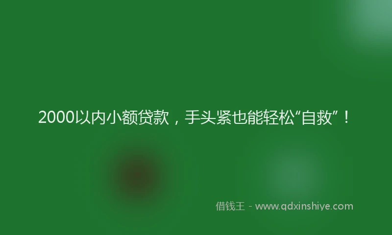 2000以内小额贷款，手头紧也能轻松“自救”！