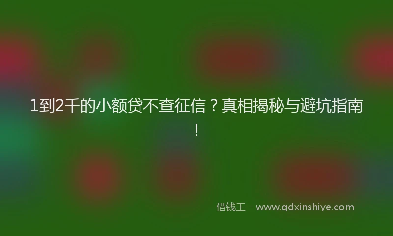 1到2千的小额贷不查征信？真相揭秘与避坑指南！